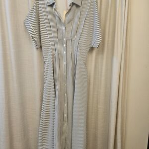 Striped Button-Up Midi Dress